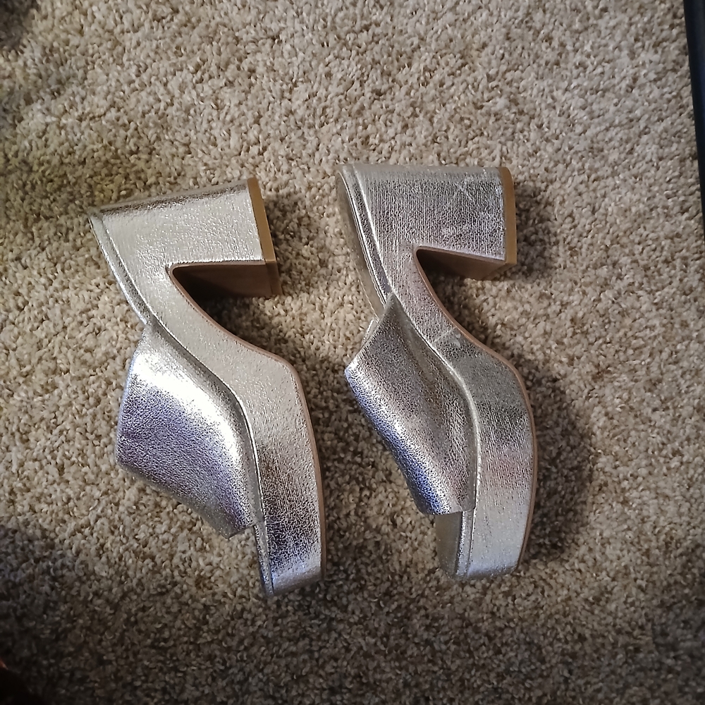 Silver Platform Mules - Picture 2 of 5